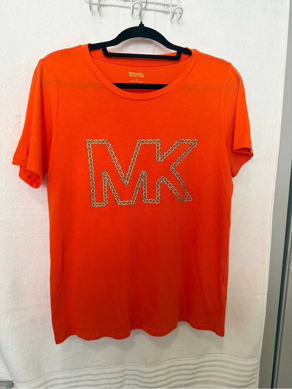 Michael Kors Orange MK Chain-Outline Long Sleeve Tee